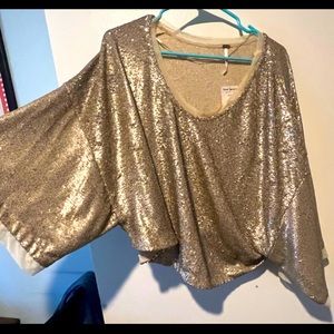 Free People gold sequin top, loose blouse